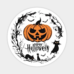 Happy Halloween typography poster with handwritten calligraphy text illustration Magnet